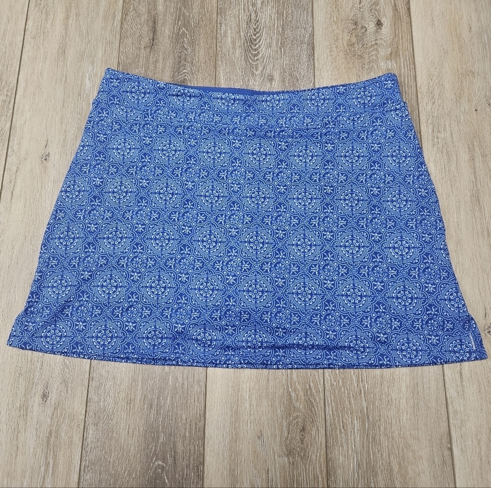 Tranquility Athletic Skirt Skort Blue Floral Womens Large Athliesure Activewear